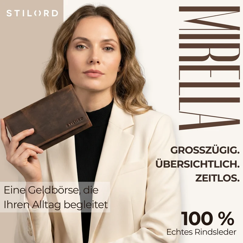 "Mirella" Elegante Geldbörse Damen Leder Geldbeutel viele Fächer