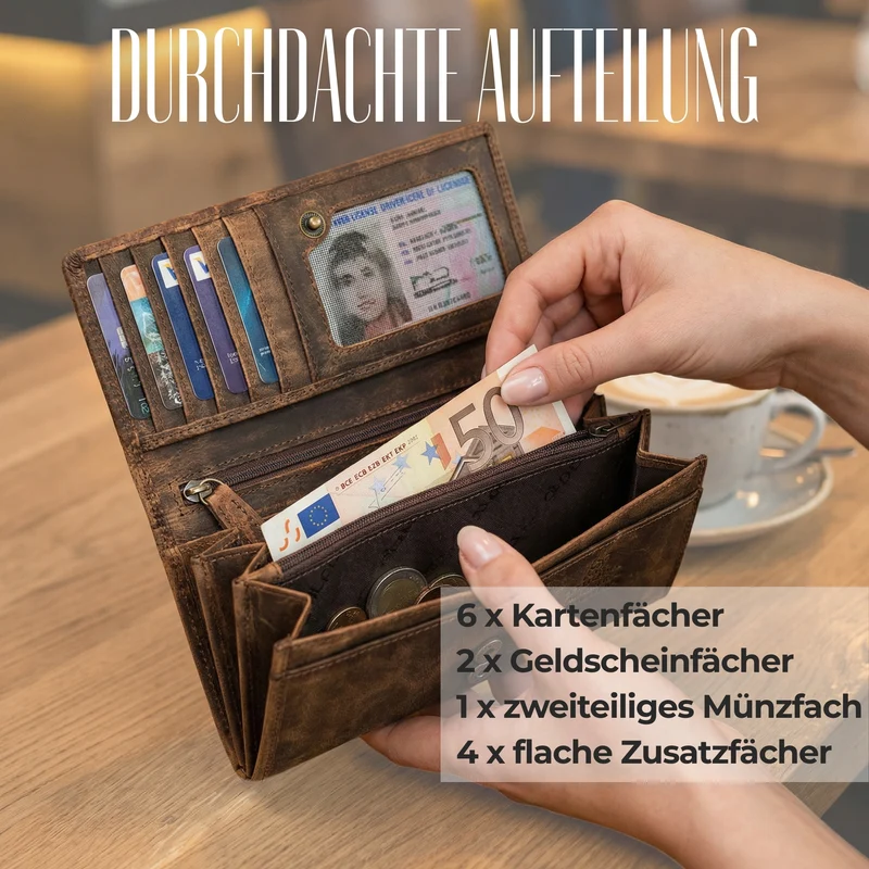 "Mirella" Elegante Geldbörse Damen Leder Geldbeutel viele Fächer