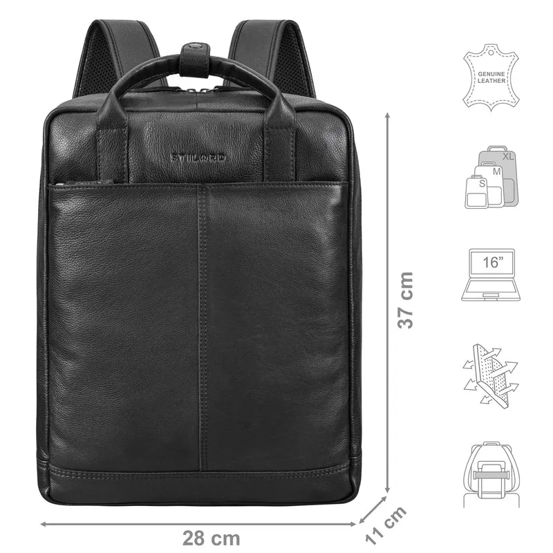 "Bobbie" Lederrucksack für Herren Rucksacktasche Damen 16 Zoll Laptop