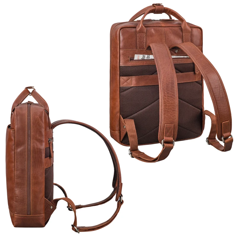 "Bobbie" Lederrucksack für Herren Rucksacktasche Damen 16 Zoll Laptop