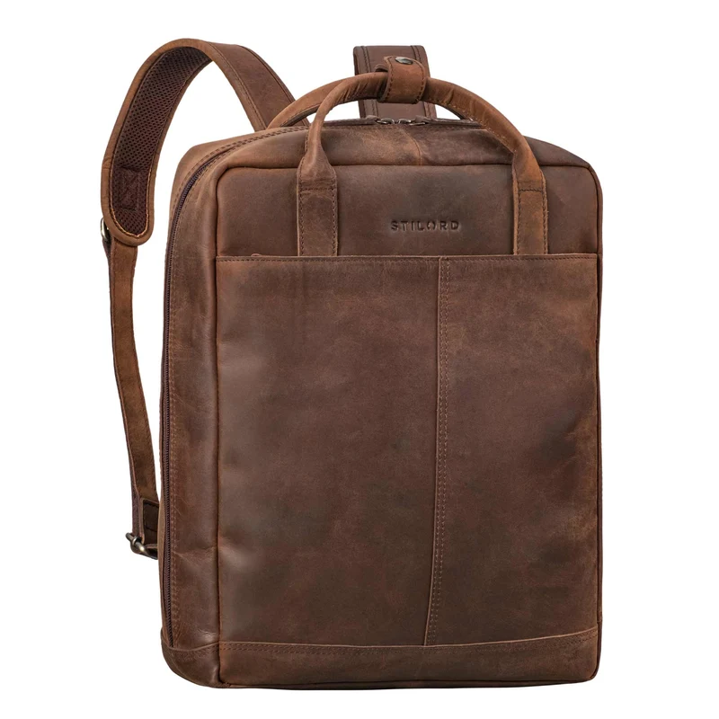"Bobbie" Lederrucksack für Herren Rucksacktasche Damen 16 Zoll Laptop