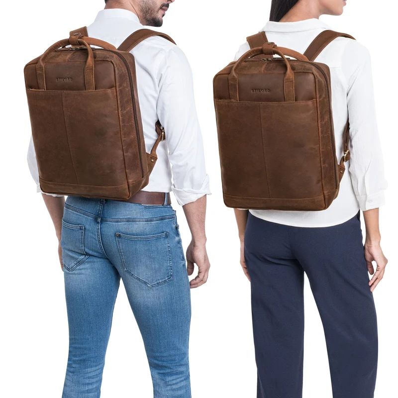 "Bobbie" Lederrucksack für Herren Rucksacktasche Damen 16 Zoll Laptop