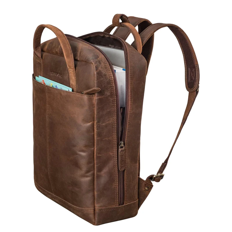 "Bobbie" Lederrucksack für Herren Rucksacktasche Damen 16 Zoll Laptop