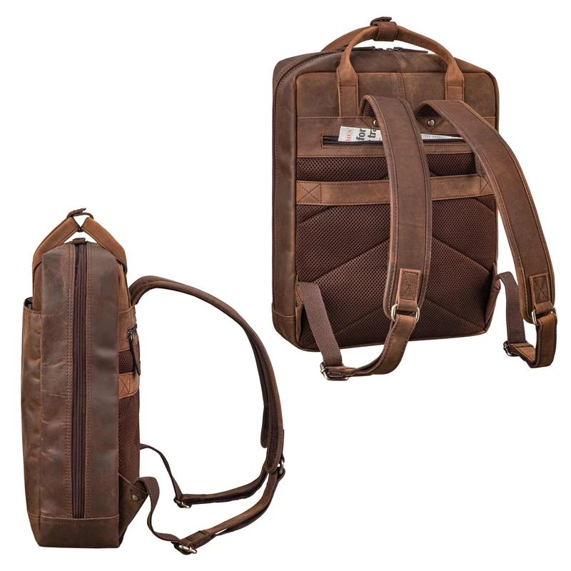 "Bobbie" Lederrucksack für Herren Rucksacktasche Damen 16 Zoll Laptop