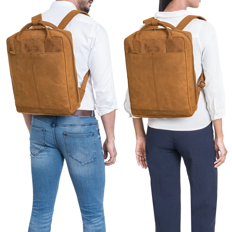 "Bobbie" Lederrucksack für Herren Rucksacktasche Damen 16 Zoll Laptop