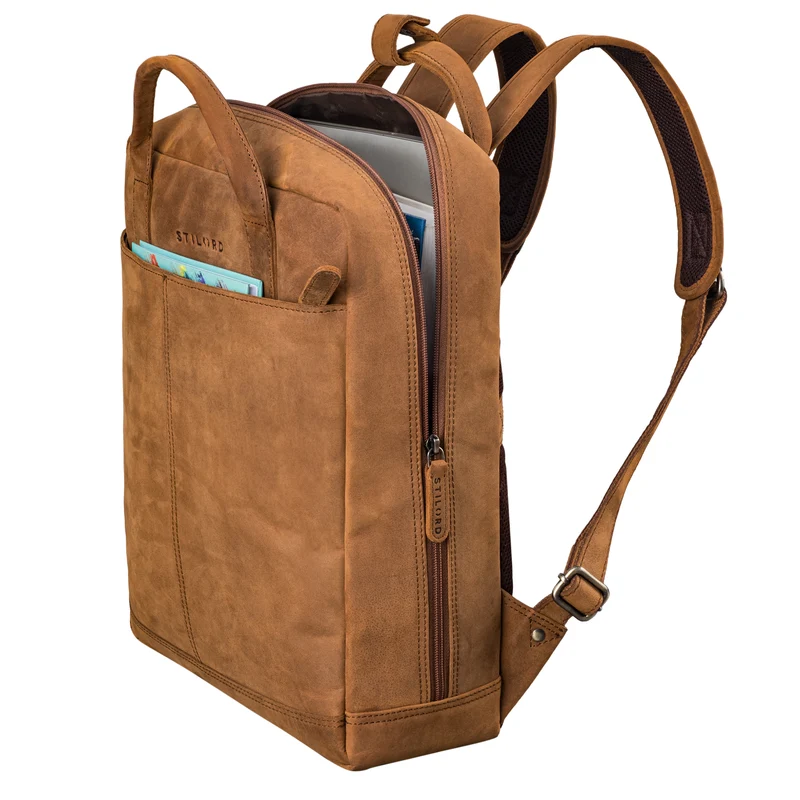 "Bobbie" Lederrucksack für Herren Rucksacktasche Damen 16 Zoll Laptop