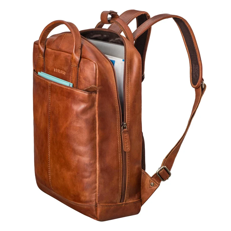"Bobbie" Lederrucksack für Herren Rucksacktasche Damen 16 Zoll Laptop