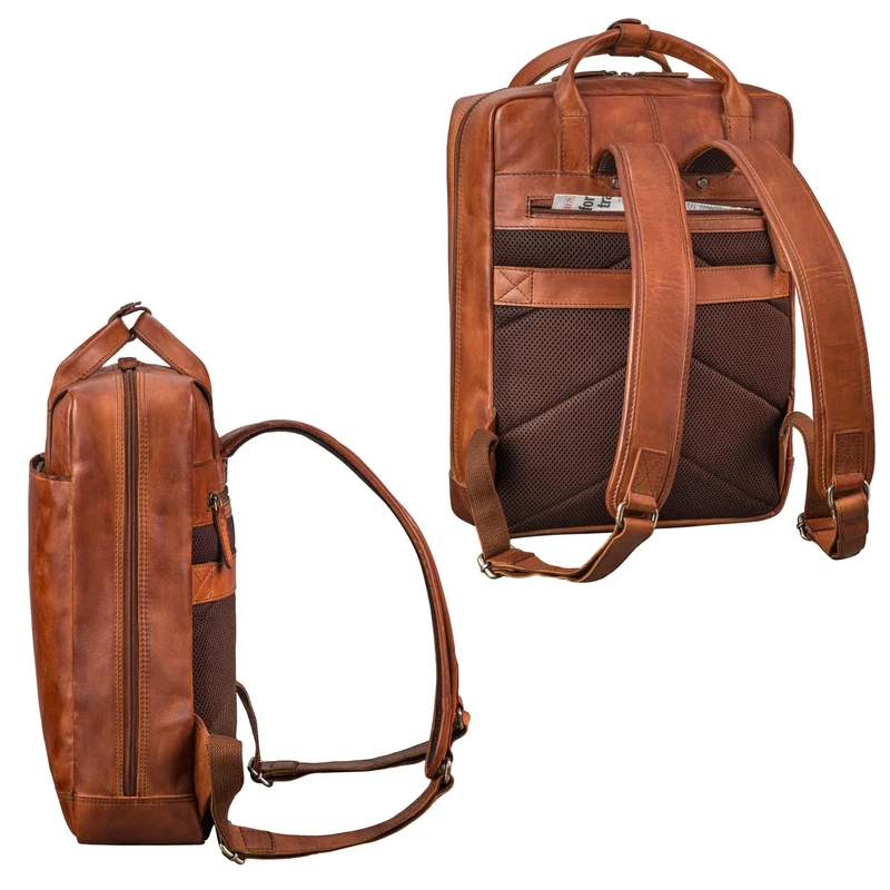 "Bobbie" Lederrucksack für Herren Rucksacktasche Damen 16 Zoll Laptop