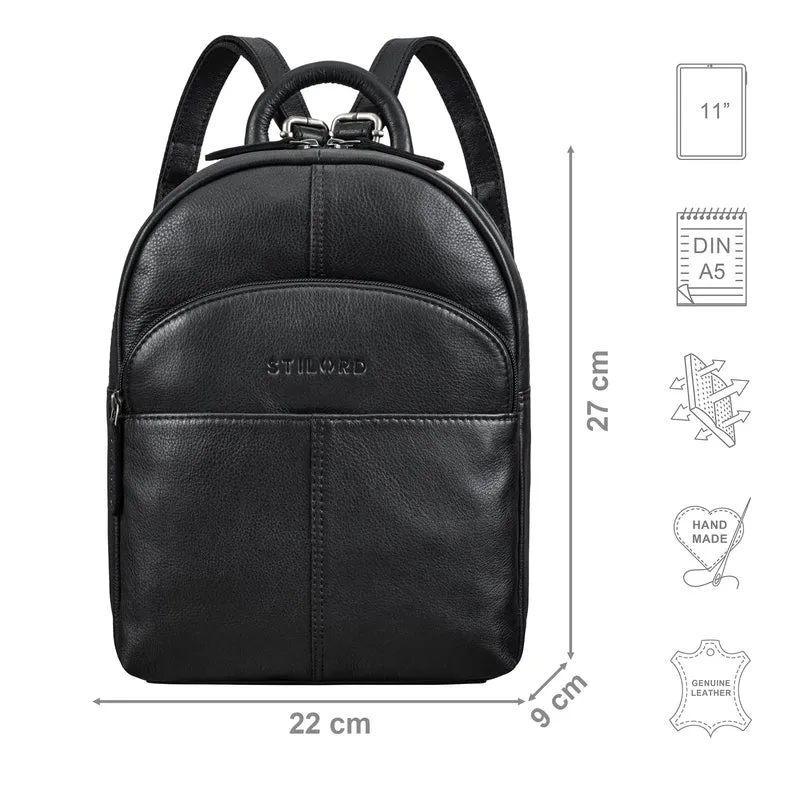 "Elva" Kleiner Rucksack Damen Leder Daypack viele Fächer