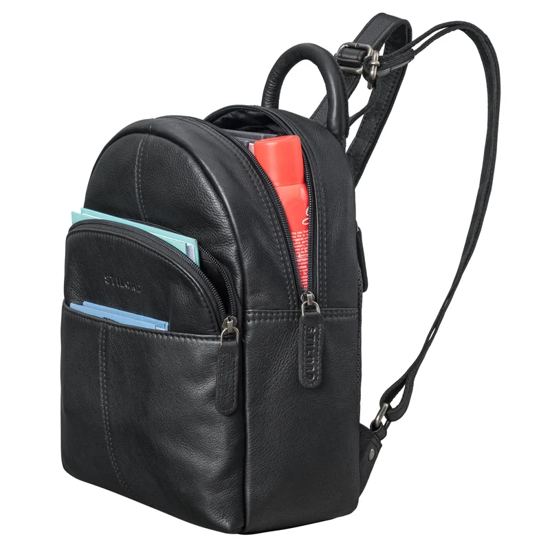 "Elva" Kleiner Rucksack Damen Leder Daypack viele Fächer