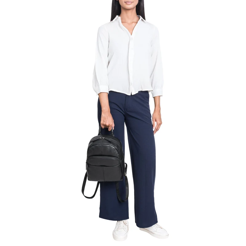 "Elva" Kleiner Rucksack Damen Leder Daypack viele Fächer