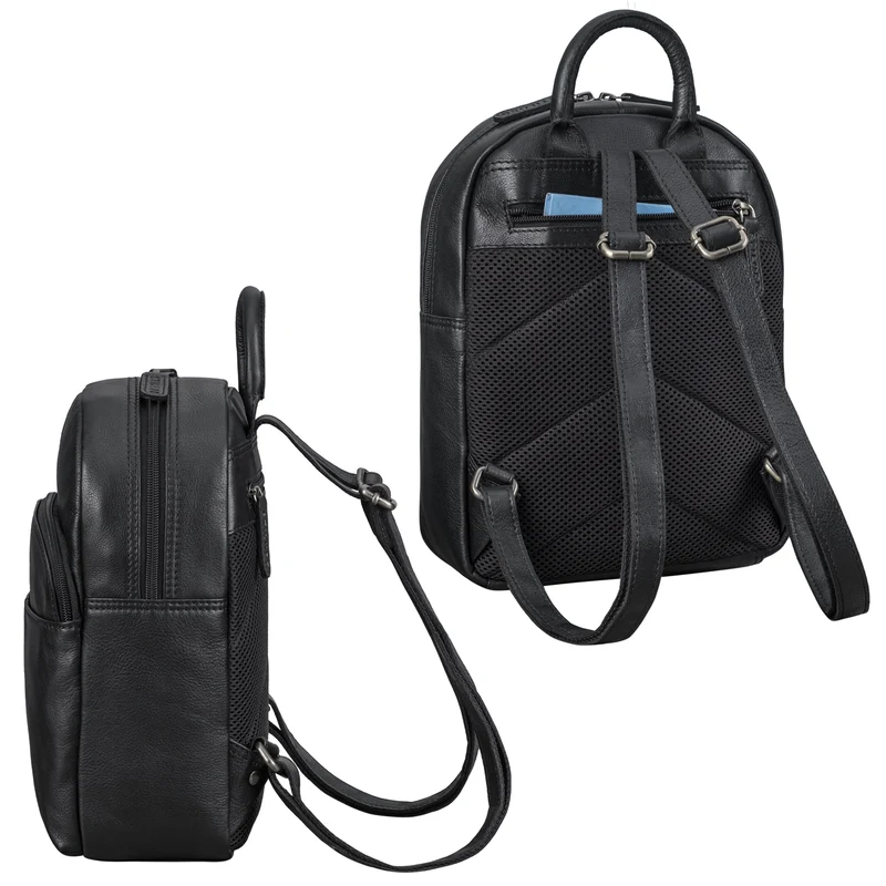 "Elva" Kleiner Rucksack Damen Leder Daypack viele Fächer