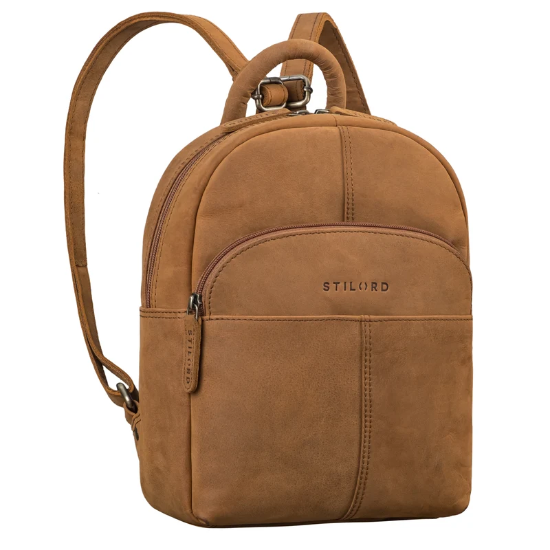 "Elva" Kleiner Rucksack Damen Leder Daypack viele Fächer