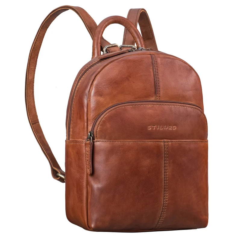 "Elva" Kleiner Rucksack Damen Leder Daypack viele Fächer