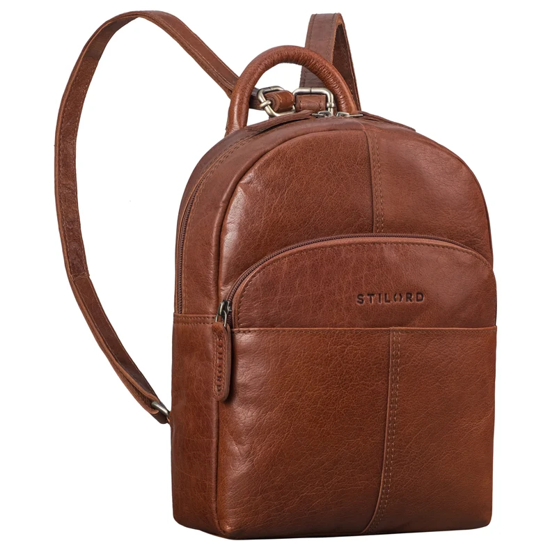 "Elva" Kleiner Rucksack Damen Leder Daypack viele Fächer