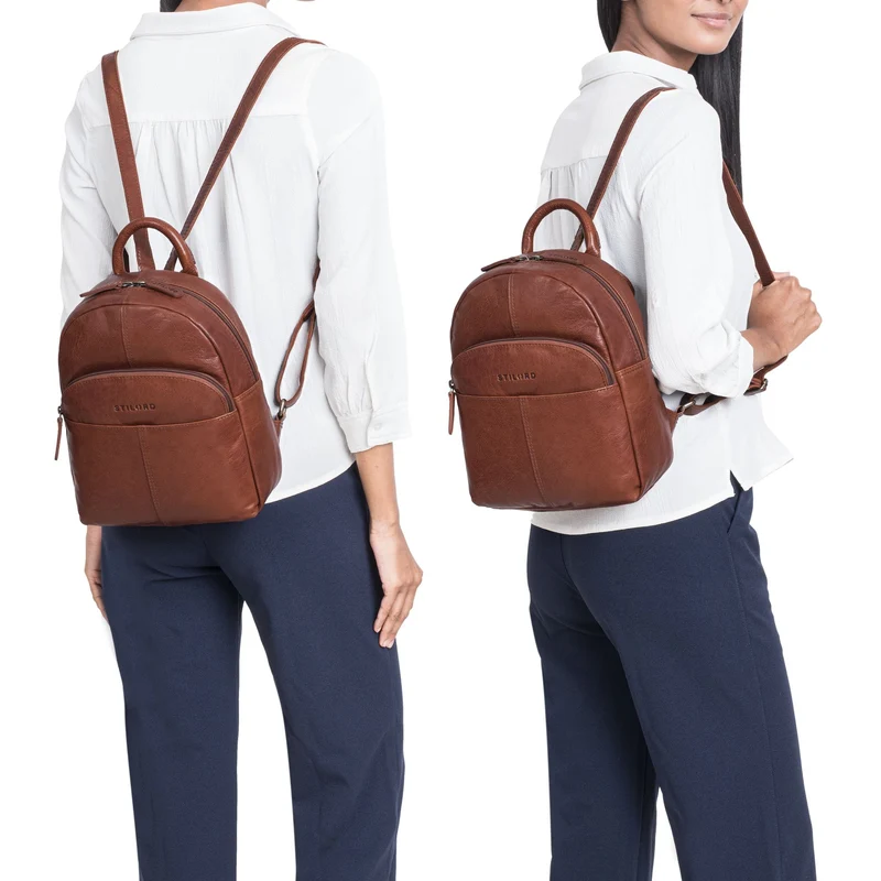 "Elva" Kleiner Rucksack Damen Leder Daypack viele Fächer