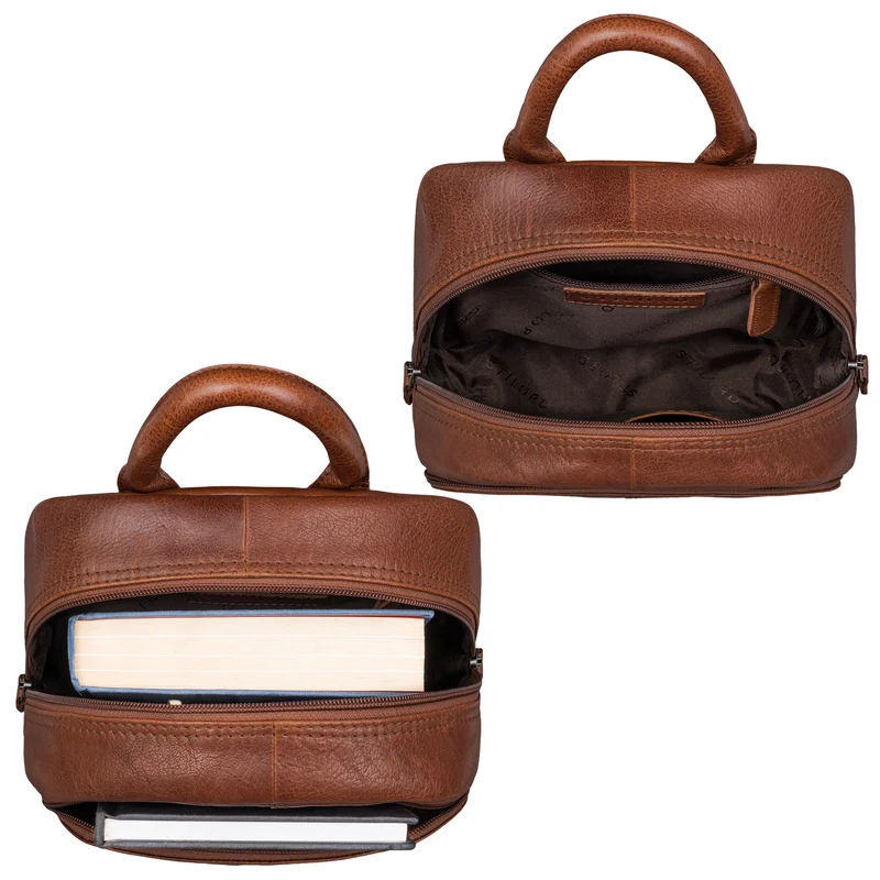 "Elva" Kleiner Rucksack Damen Leder Daypack viele Fächer
