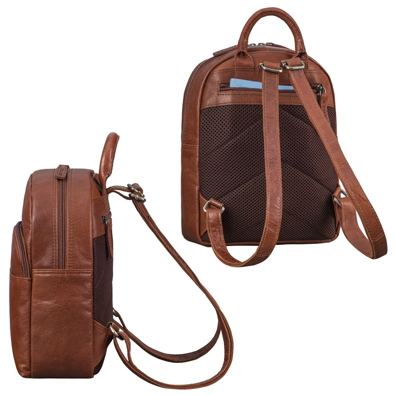 "Elva" Kleiner Rucksack Damen Leder Daypack viele Fächer