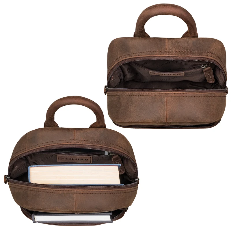 "Elva" Kleiner Rucksack Damen Leder Daypack viele Fächer