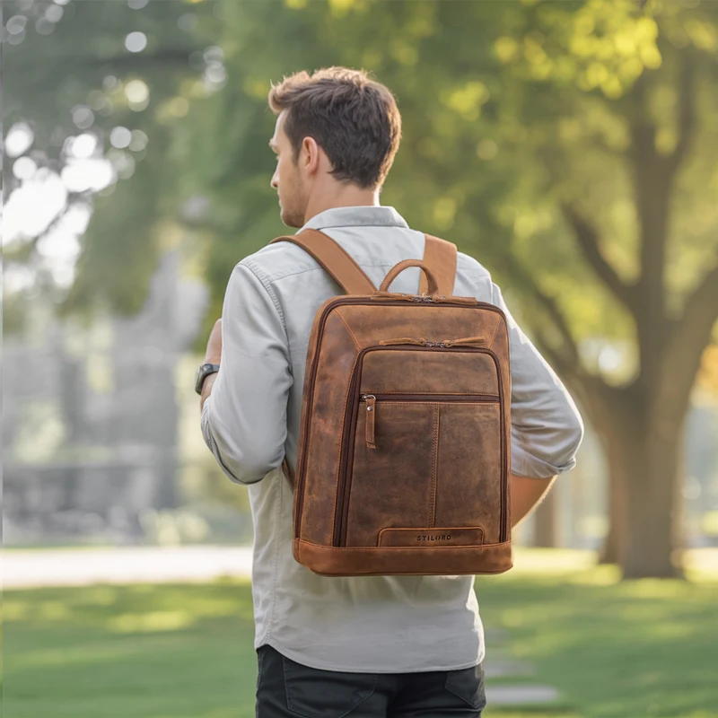 "Giulio" Eleganter Business Rucksack Herren Leder 15.6 - 16 Zoll