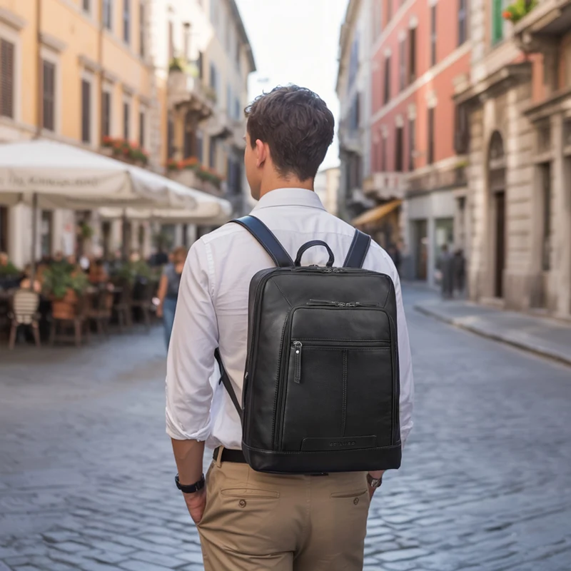 "Giulio" Eleganter Business Rucksack Herren Leder 15.6 - 16 Zoll