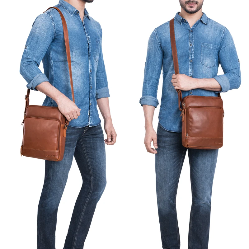 "Faro" Vintage Umhängetasche Herren Klein Leder Messenger Bag 11 Zoll