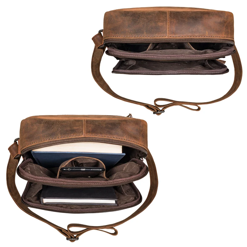 "Faro" Vintage Umhängetasche Herren Klein Leder Messenger Bag 11 Zoll