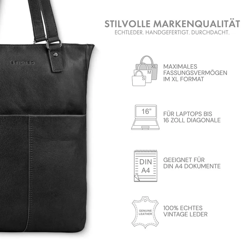 STILORD "Lund" Shopper Tasche Damen Leder groß für DIN A4 & 16 Zoll Laptop