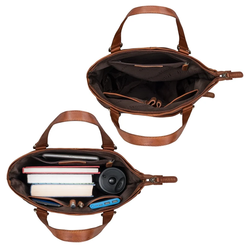 STILORD "Lund" Shopper Tasche Damen Leder groß für DIN A4 & 16 Zoll Laptop