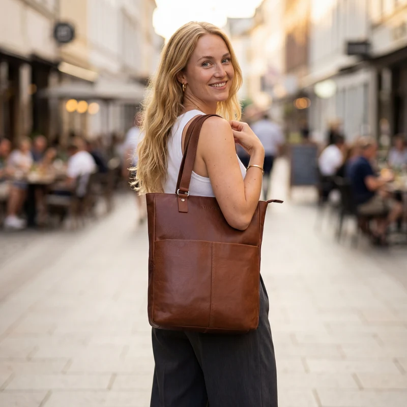 STILORD "Lund" Shopper Tasche Damen Leder groß für DIN A4 & 16 Zoll Laptop