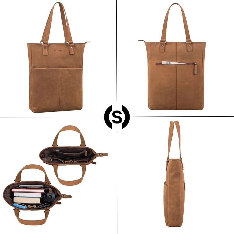 STILORD "Lund" Shopper Tasche Damen Leder groß für DIN A4 & 16 Zoll Laptop