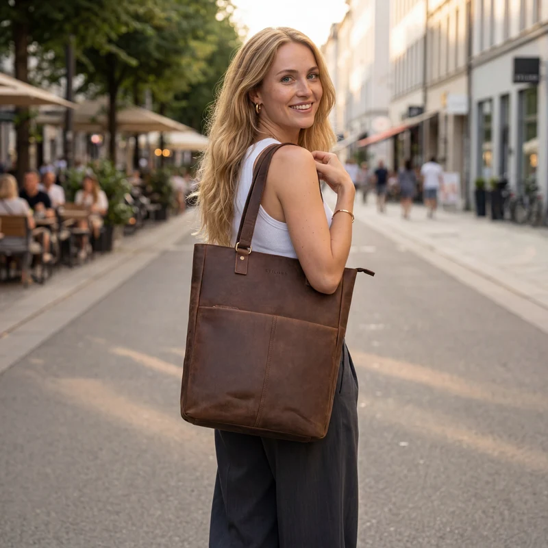 STILORD "Lund" Shopper Tasche Damen Leder groß für DIN A4 & 16 Zoll Laptop