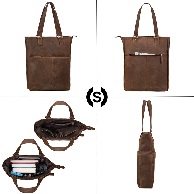 STILORD "Lund" Shopper Tasche Damen Leder groß für DIN A4 & 16 Zoll Laptop