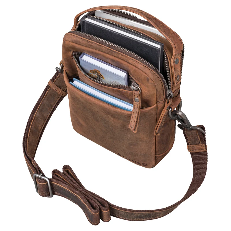 "Byron" Elegante Umhängetasche Herren Klein Leder mit vielen Fächern