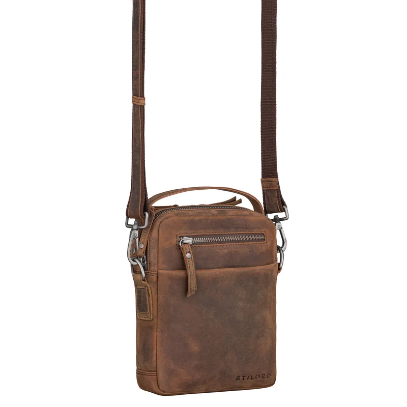 "Byron" Elegante Umhängetasche Herren Klein Leder mit vielen Fächern
