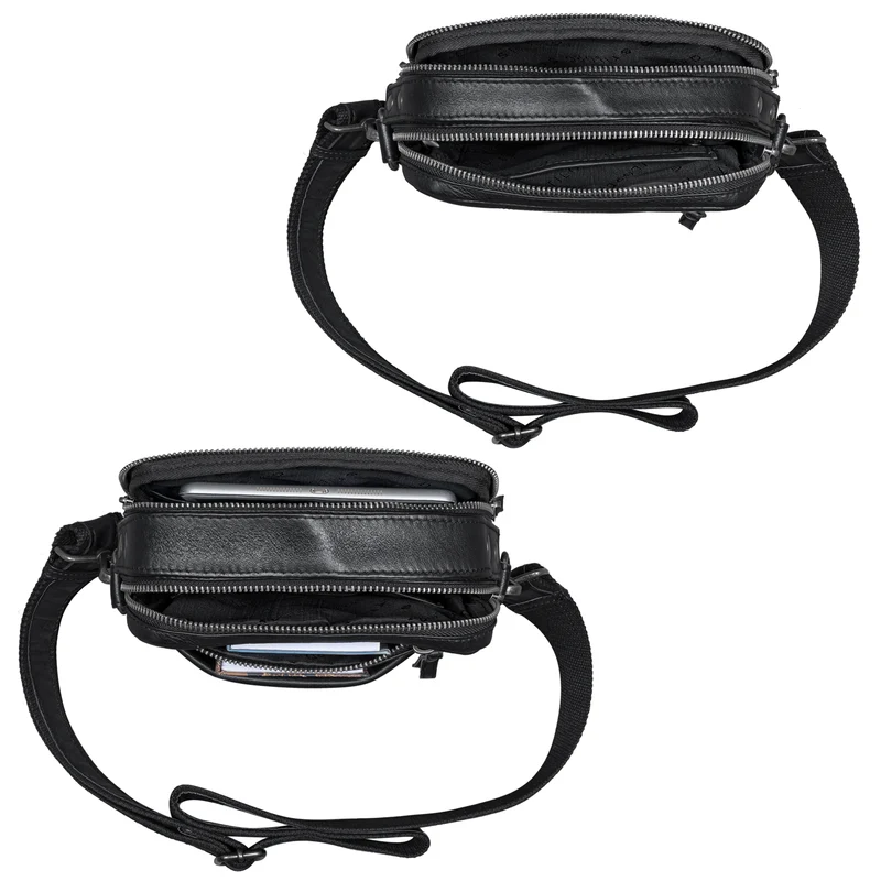 "Byron" Elegante Umhängetasche Herren Klein Leder mit vielen Fächern