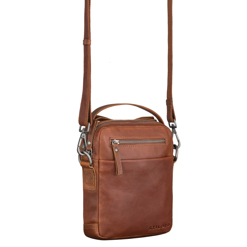 "Byron" Elegante Umhängetasche Herren Klein Leder mit vielen Fächern
