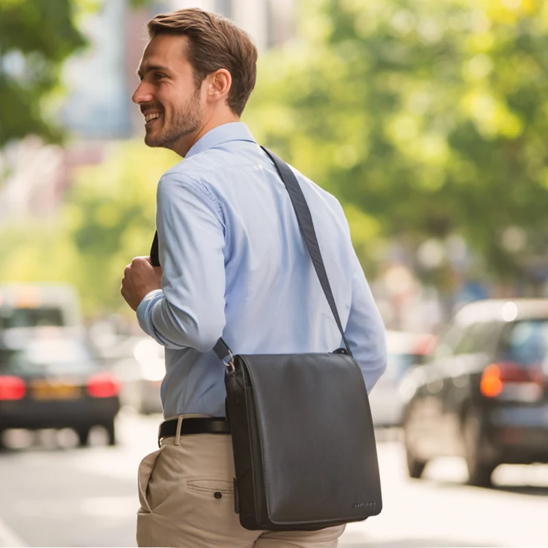 "Oxford" Vintage Umhängetasche Leder Herren mittel-groß DIN A4