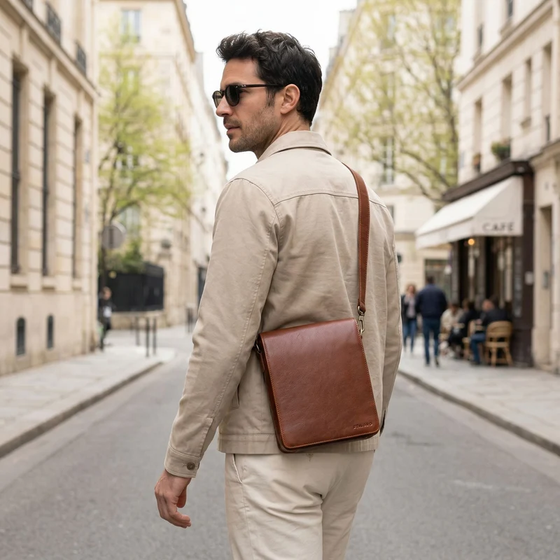 "Oxford" Vintage Umhängetasche Leder Herren mittel-groß DIN A4