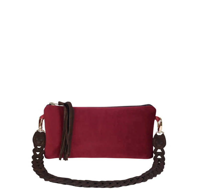Clutch Bag klein VELVET Bordeaux