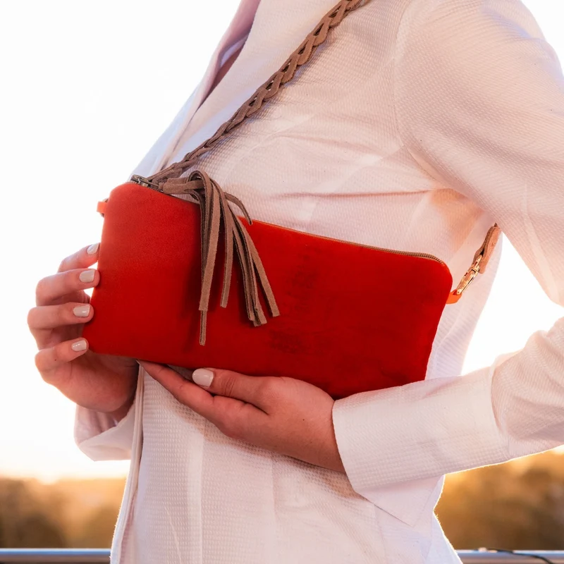 Clutch Bag klein VELVET Orange