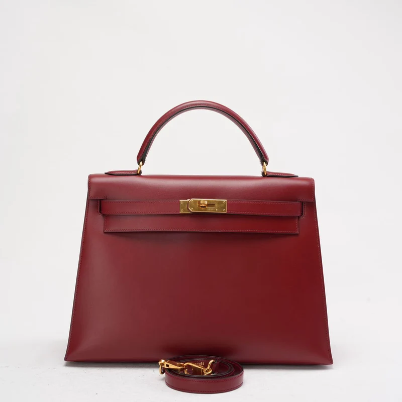 Hermès Vintage Burgunderrot Kelly Sellier 32 Box Leder 1994
