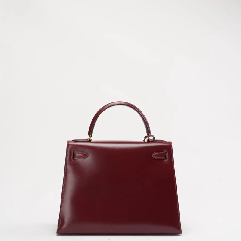 Hermès Kelly 28 cm Sellier Rouge H 55 Bordeaux Seltene Vintage-Tasche