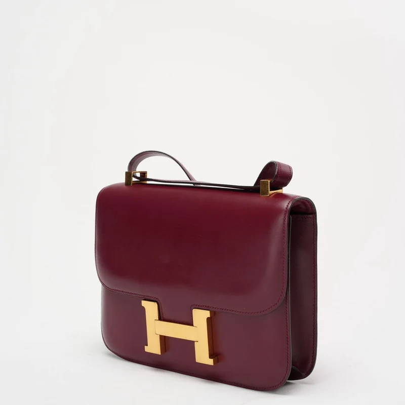 Hermes Vintage Constance 24 Burgunder Box 1980er Jahre