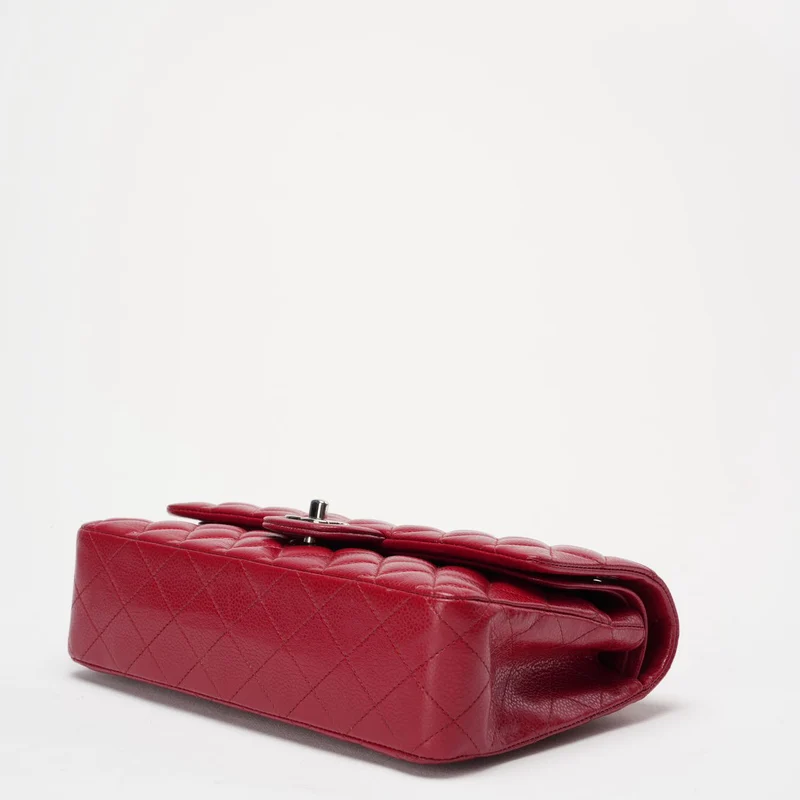 Chanel Burgunderrote klassische Flap Bag Caviar 2012