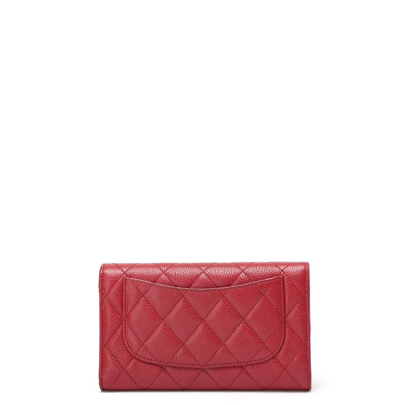 Chanel Rote große Klappenbrieftasche Caviar 2014-2015