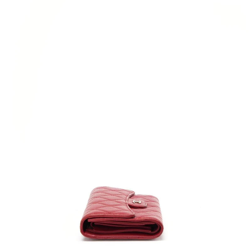 Chanel Rote große Klappenbrieftasche Caviar 2014-2015