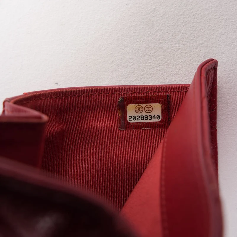 Chanel Rote große Klappenbrieftasche Caviar 2014-2015