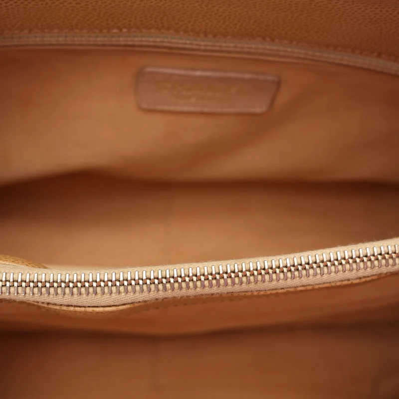 Chanel Vintage Beige Grand Shopping Tote GST Caviar 2003-2004