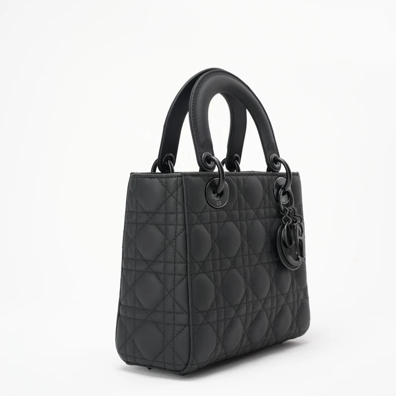 Christian Dior Mattschwarze kleine Lady Dior Tasche 2021